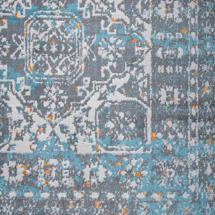 Latitude Vive Aobha Oscar Distressed Light Blue Grey Oriental Pattern